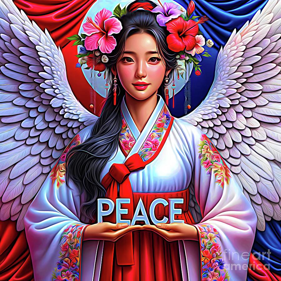 Korean Guardian Angel of Peace Abstract Expressionism for Charities Digital Art by Rose Santuci-Sofranko