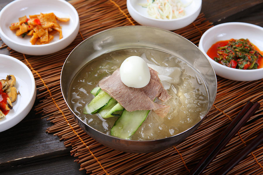 Korean noodle meal in bowl pot Photograph by Whitewish