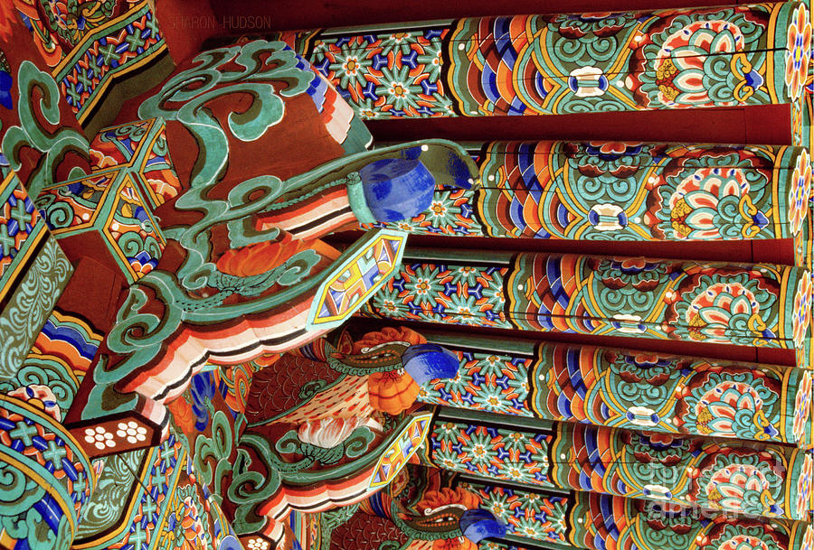 Korean temple decoration - Beam Burst Photograph by Sharon Hudson