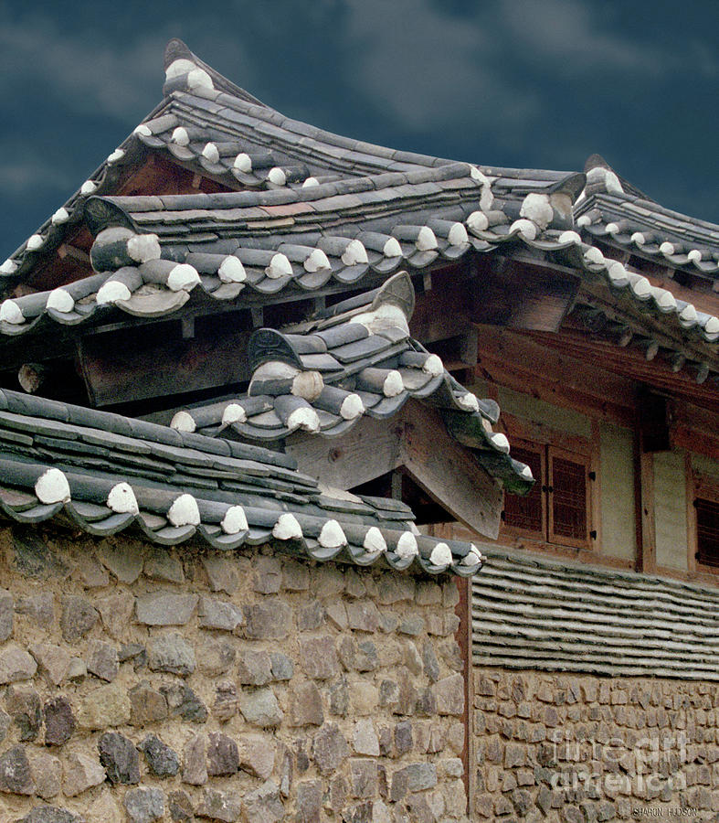 Korean traditional architecture - Hahae Maeul Roofs Photograph by Sharon Hudson