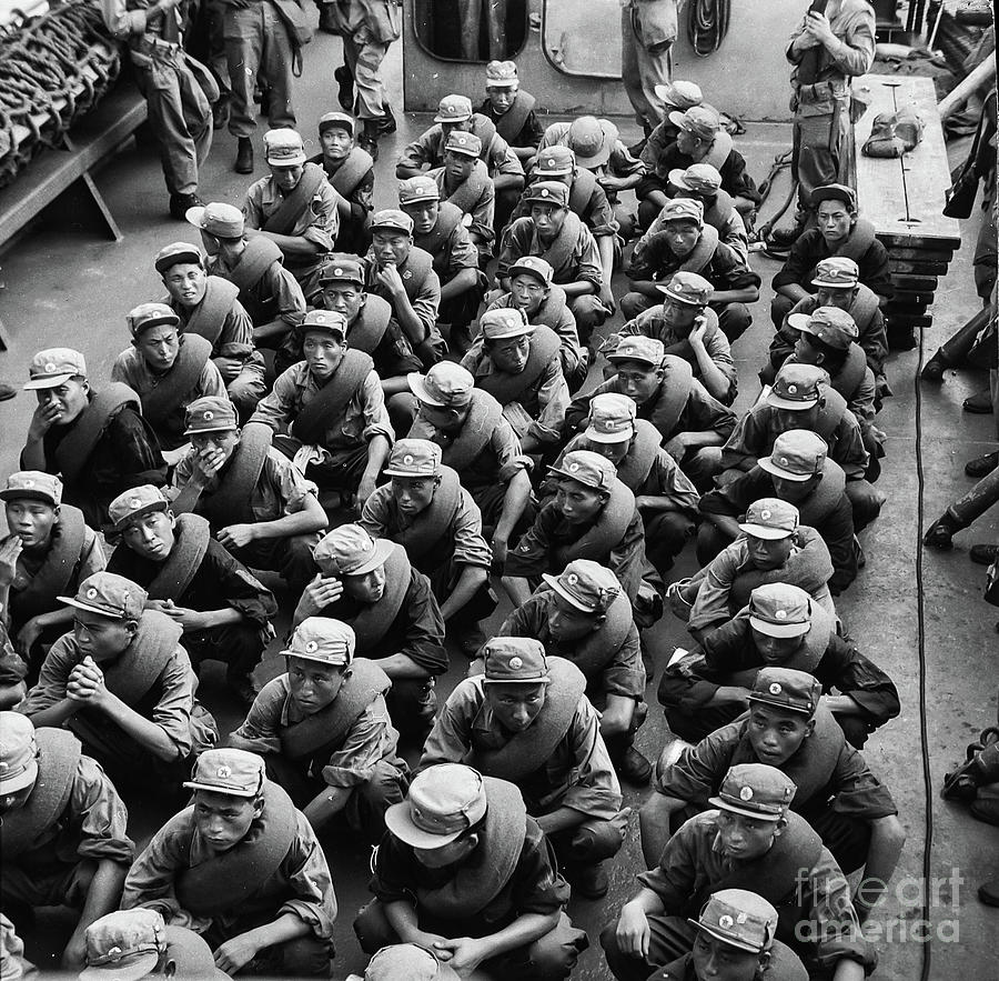 Korean War - Chinese Prisoners Of War On Their Way To Being Repatriated Photograph