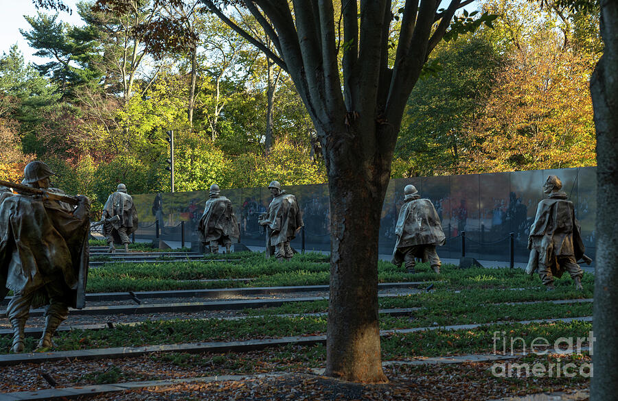 Korean War Veterans Memorial Soldier Statues March Through Autum Photograph by UA-Visions Korean War Veterans Memorial Soldier Statues March Through Autum Photograph by UA-Visions