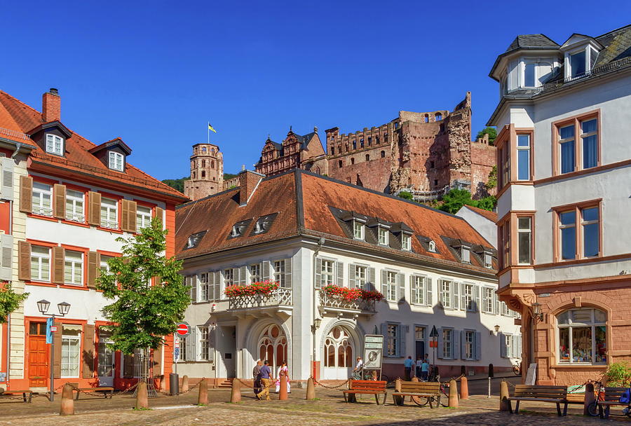 Kornmarkt square and castle in Heidelberg, Germany Photograph by Elenarts - Elena Duvernay photo