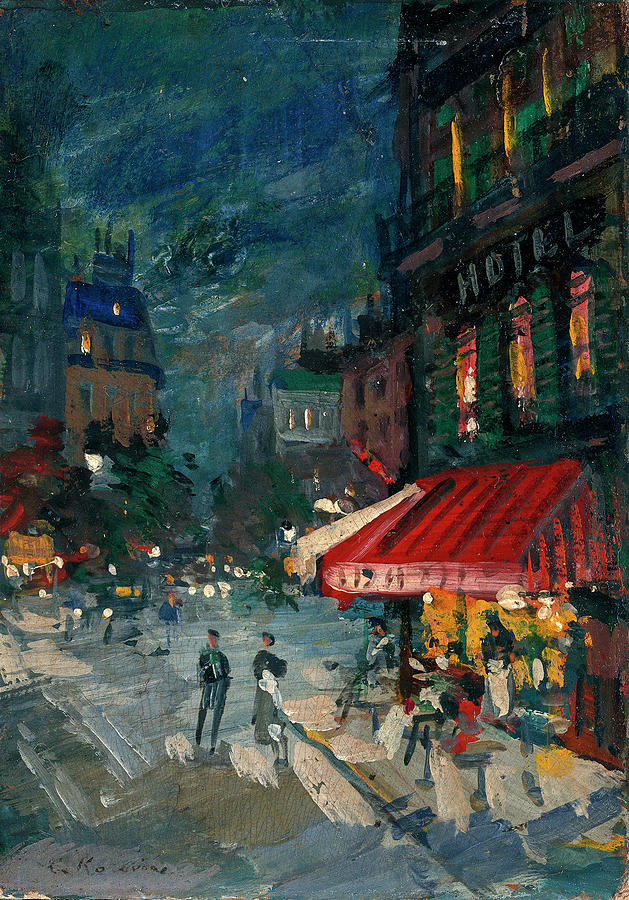 KOROVIN KONSTANTIN 1861 1939 Corner Cafe at Night Paris Painting by ...