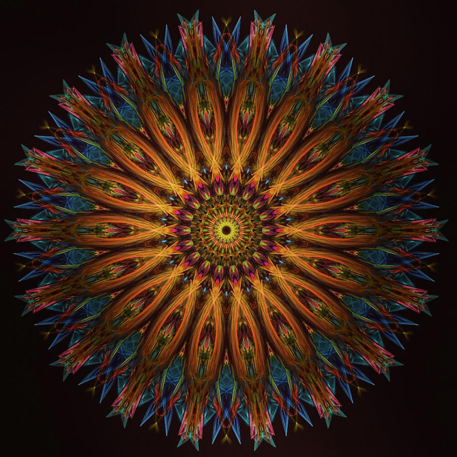 Kosmic Kreation Golden Blue Mandala Digital Art by Michael Canteen