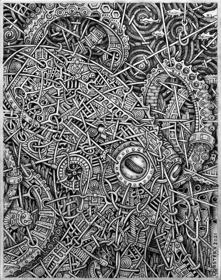 Octopus Drawing - Kraken by Larry McFall