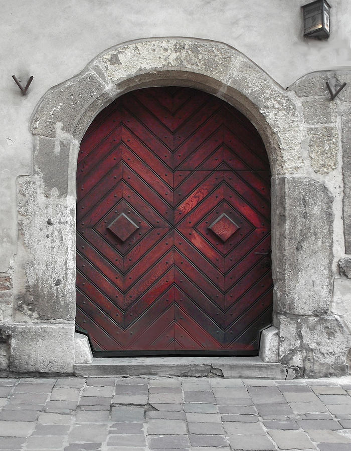 Krakow Door_Geometric Deep Red Photograph by Christine Ley