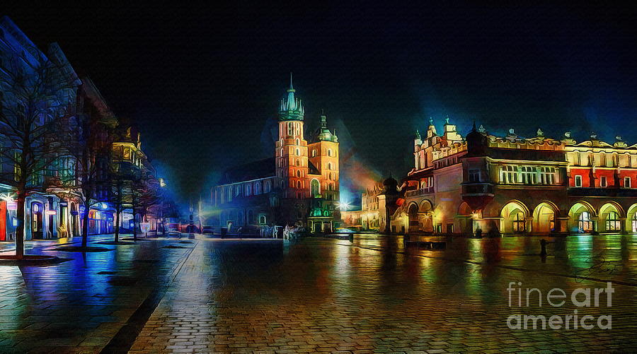 Krakow, Main Square Digital Art by Jerzy Czyz