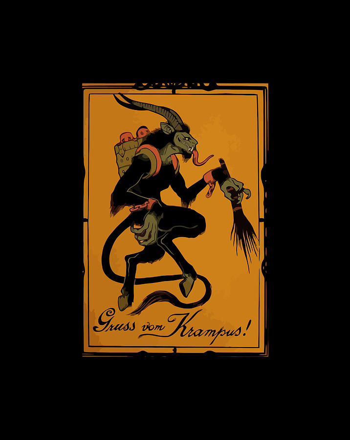 Krampus Greetings Holiday Graphic Christmas Digital Art By Jessika Bosch