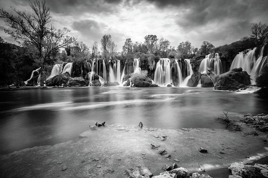 Kravica Waterfalls BW Photograph by Alexey Stiop