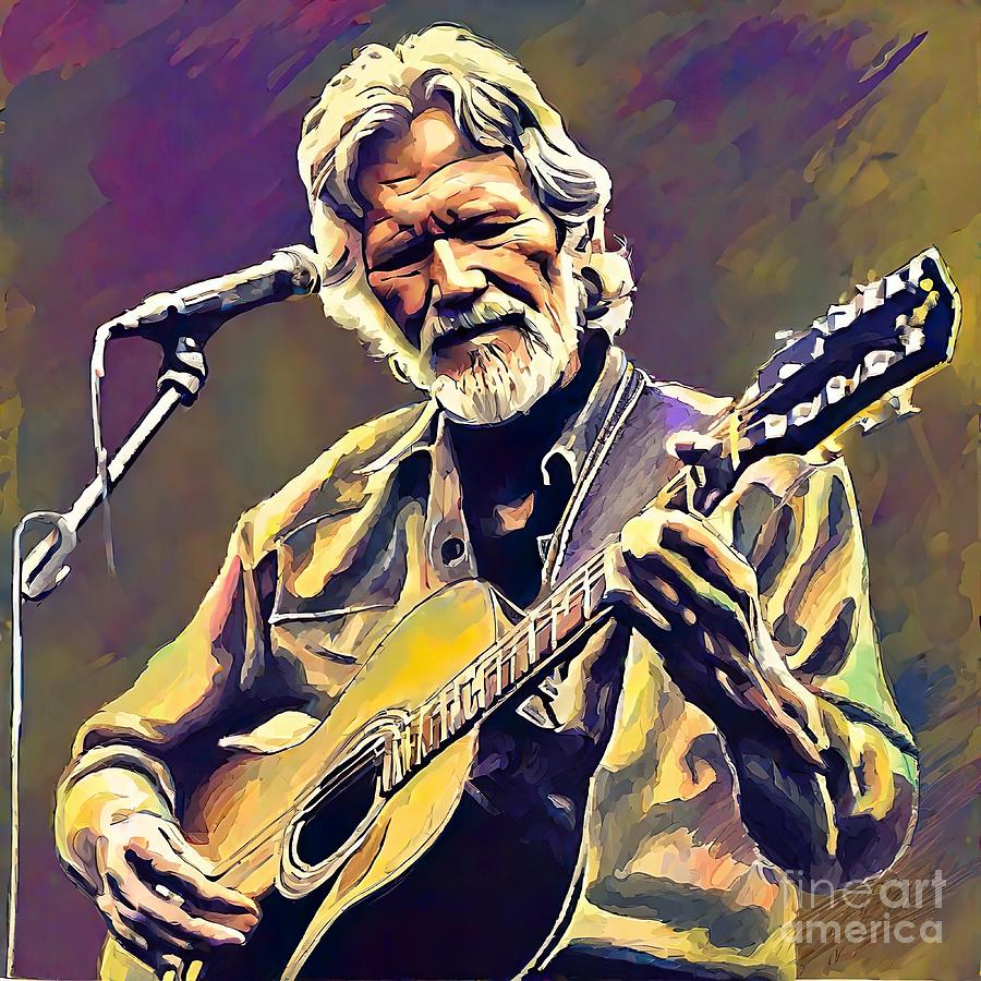 Kris Kristofferson with guitar Digital Art by Movie World Posters