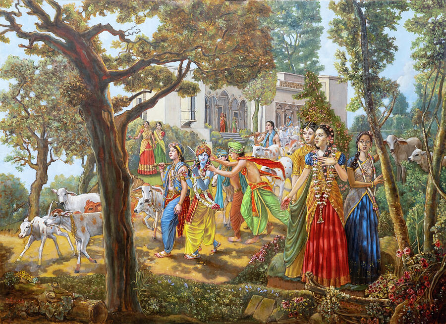 Krishna and Balaram Leave Vrindavan for the Forest with Their Friends ...