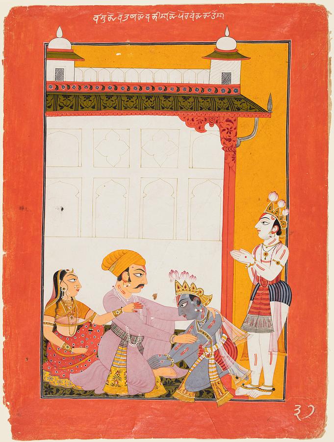 Krishna and Balarama Touching the Feet of Vasudeva and Devaki Painting ...