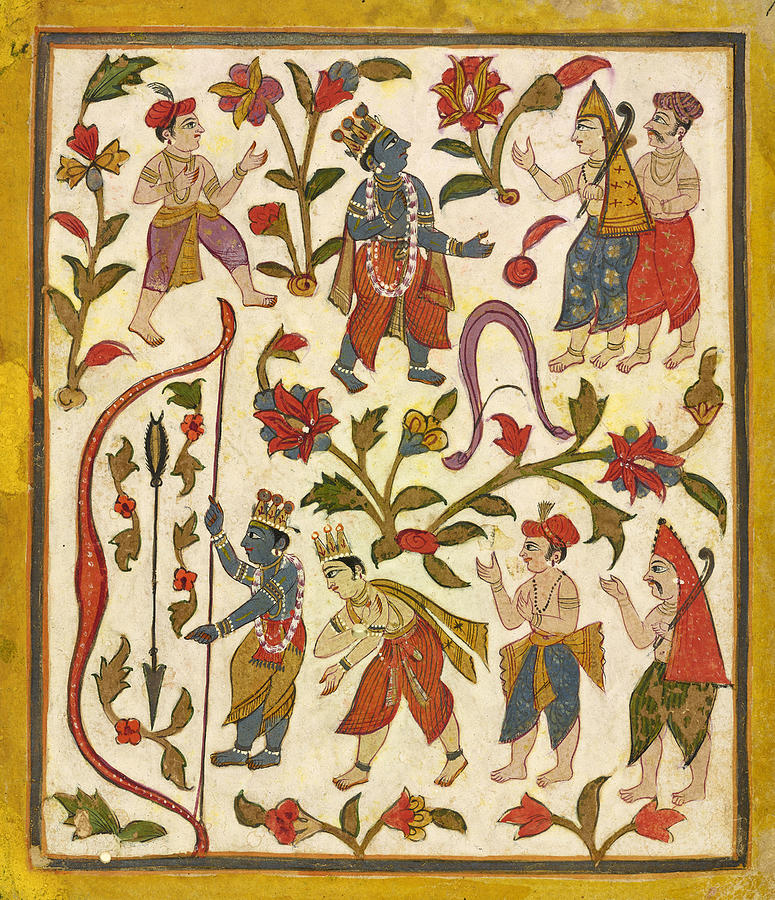 Krishna and the Bow Drawing by Anonymous