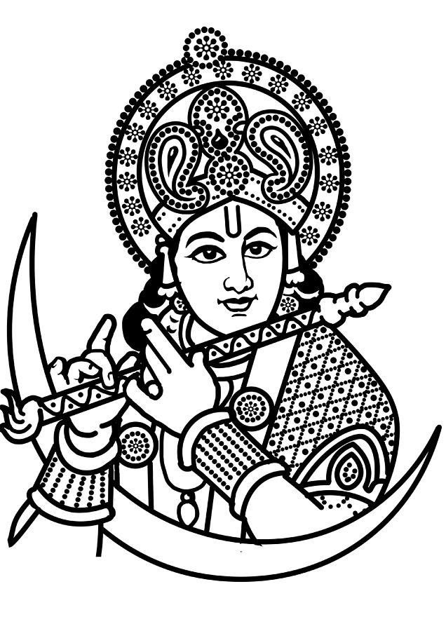 Lord Krishna Drawing - Janmashtami Drawing For Kids-saigonsouth.com.vn