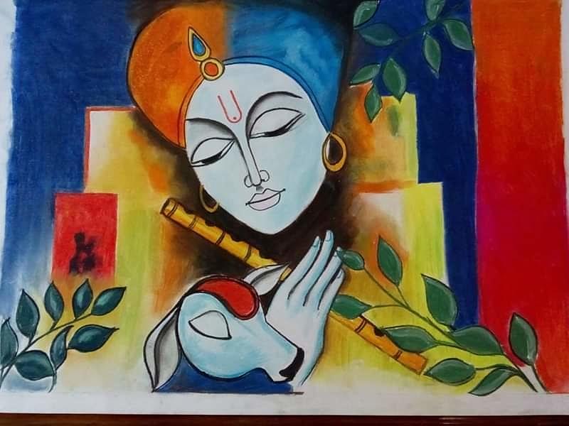 Sweet Pencil Sketch of Sri Krishna - Desi Painters