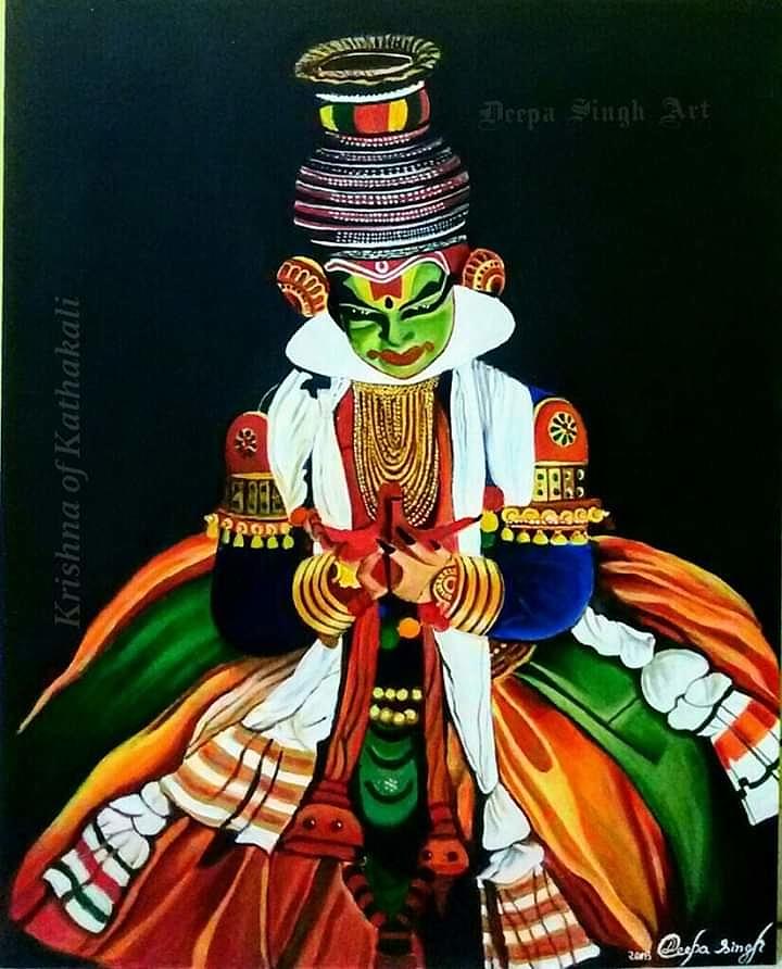 Krishna of Kathakali Painting by Deepa Singh - Pixels