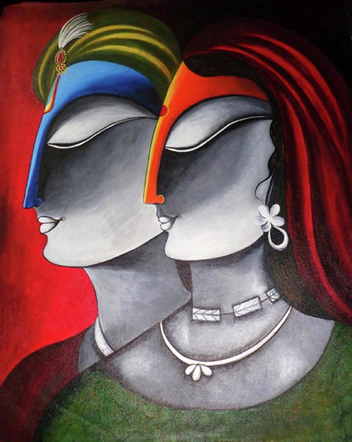 Krishna Radha Painting by Mrs Neeraj Parswal - Fine Art America