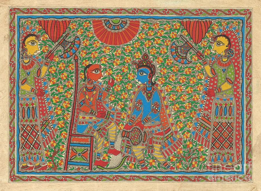 Krishna welcoming Sudama Painting by Mithila Crafts - Fine Art America