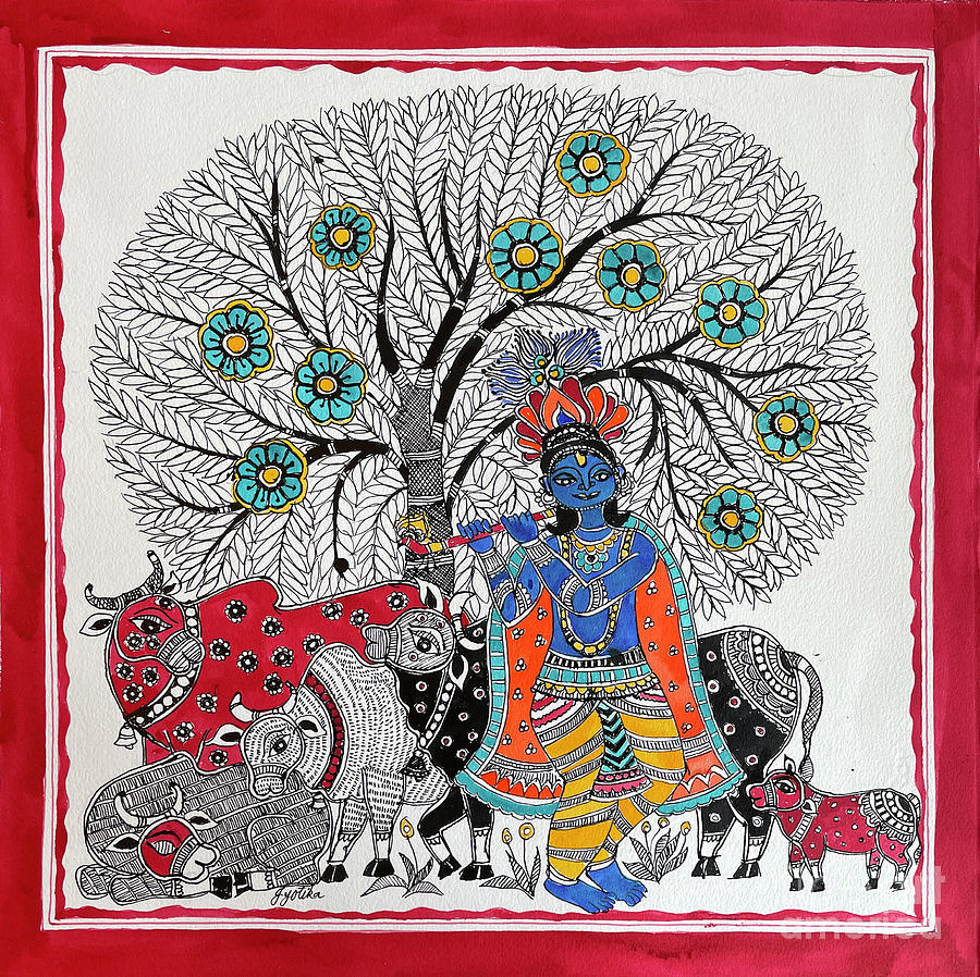 Krishna the Cowherd Boy  Painting by Jyotika Shroff