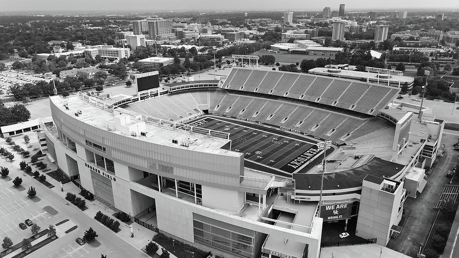 Kroger Field at the University of Kentucky in black and white Photograph by Eldon McGraw