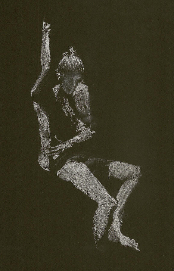 Kroki 2014 10 04_12 Figure Drawing White Chalk Drawing by Marica Ohlsson