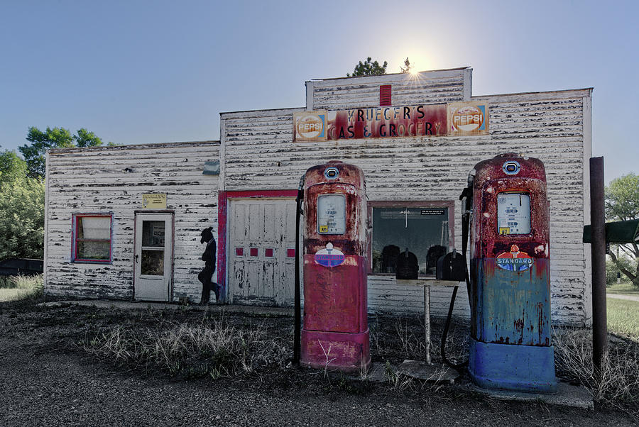 Krueger Gas and Grocery in ghost town of Kief ND Photograph by Peter Herman
