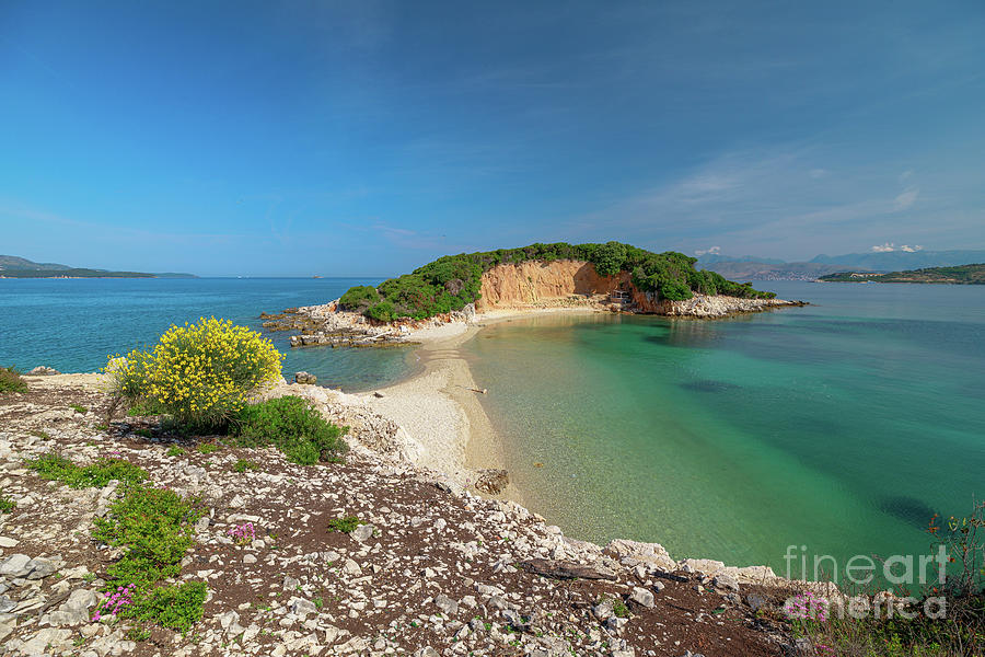 Ksamil Twin islands beach in Albania Digital Art by Benny Marty