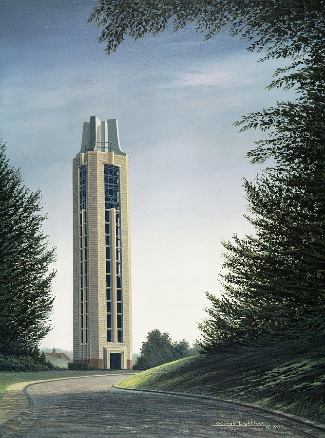 KU Campanile, Lawrence Campus Painting by George Lightfoot