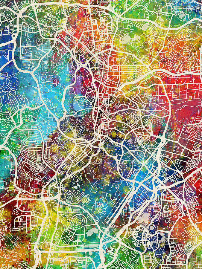 Kuala Lumpur Malaysia City Map #57 Digital Art by Michael Tompsett