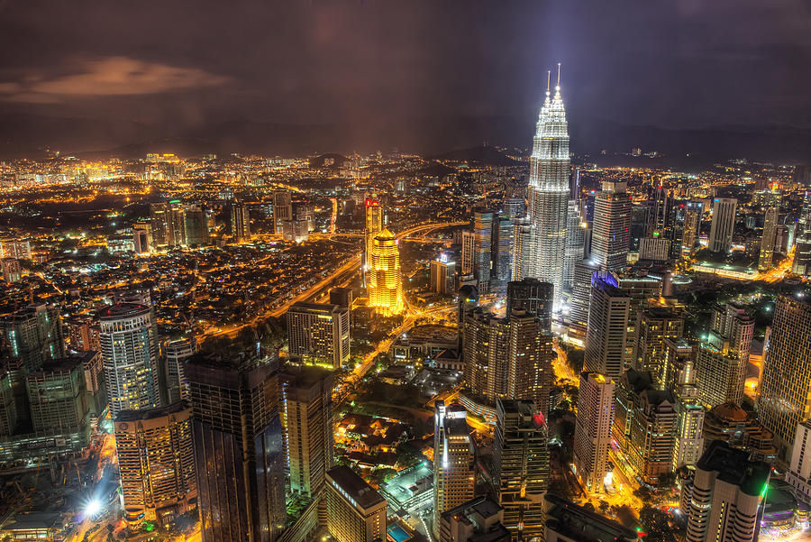 Kuala Lumpur skyline at night Photograph by Daniel Chui