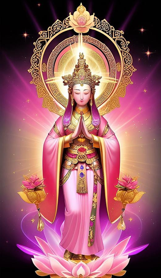 Kuan Yin Goddess of Compassion Digital Art by Denise F Fulmer
