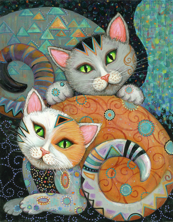 Cat Painting - Kuddlekats by Marjorie Sarnat