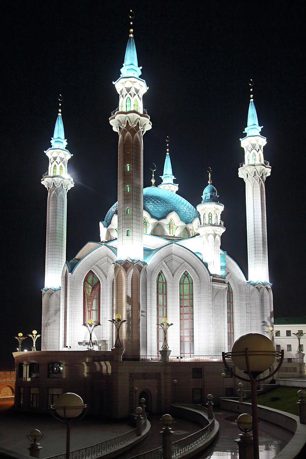 Kul Sharif Mosque At Night In Kazan Photograph by Mikhail Kokhanchikov