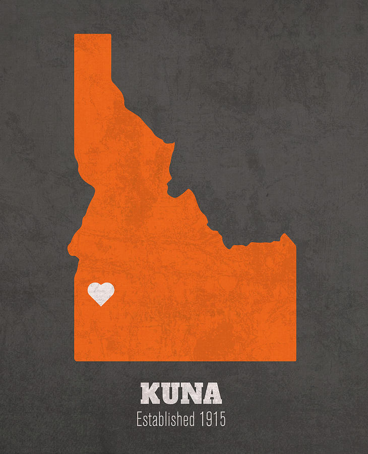 Kuna Idaho City Map Founded 1915 Idaho State University Color Palette Mixed Media