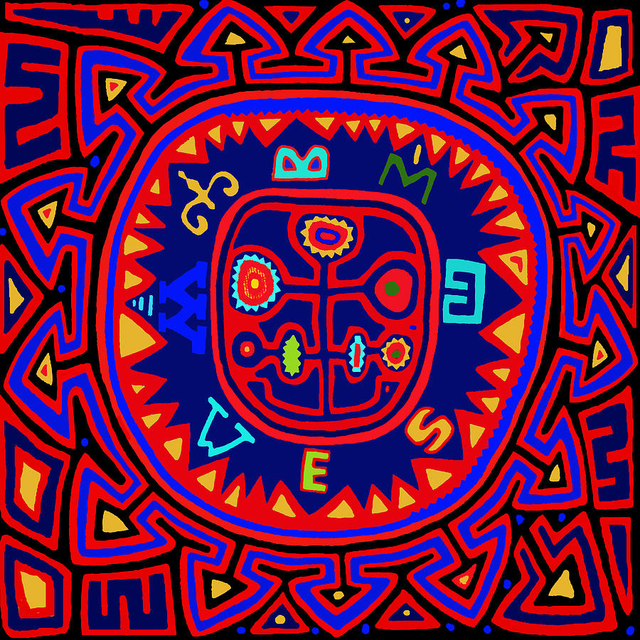Kuna Indian Mola Compass Digital Art by Vagabond Folk Art - Virginia Vivier