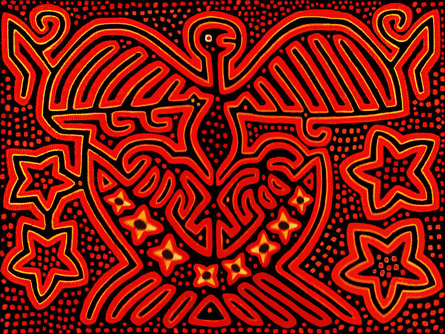 Kuna Indian Tribal Eagle Digital Art by Vagabond Folk Art - Virginia Vivier