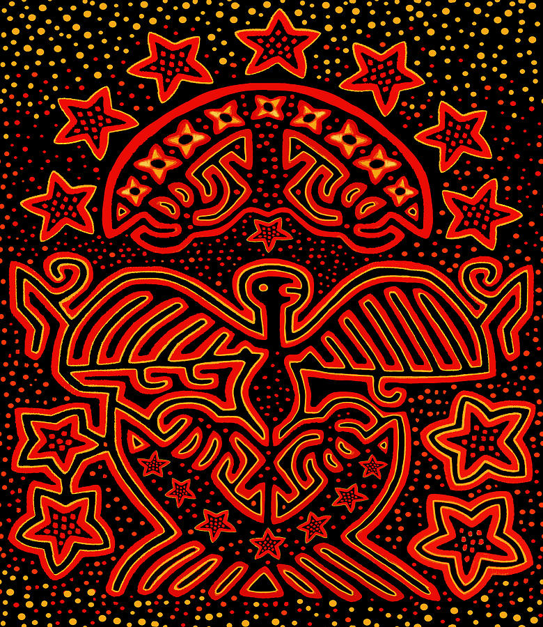 Kuna Indian USA Eagle Digital Art by Vagabond Folk Art - Virginia Vivier