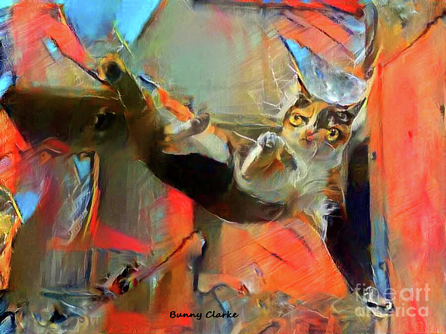 Cat Digital Art - Kung Fu Kitty by Bunny Clarke