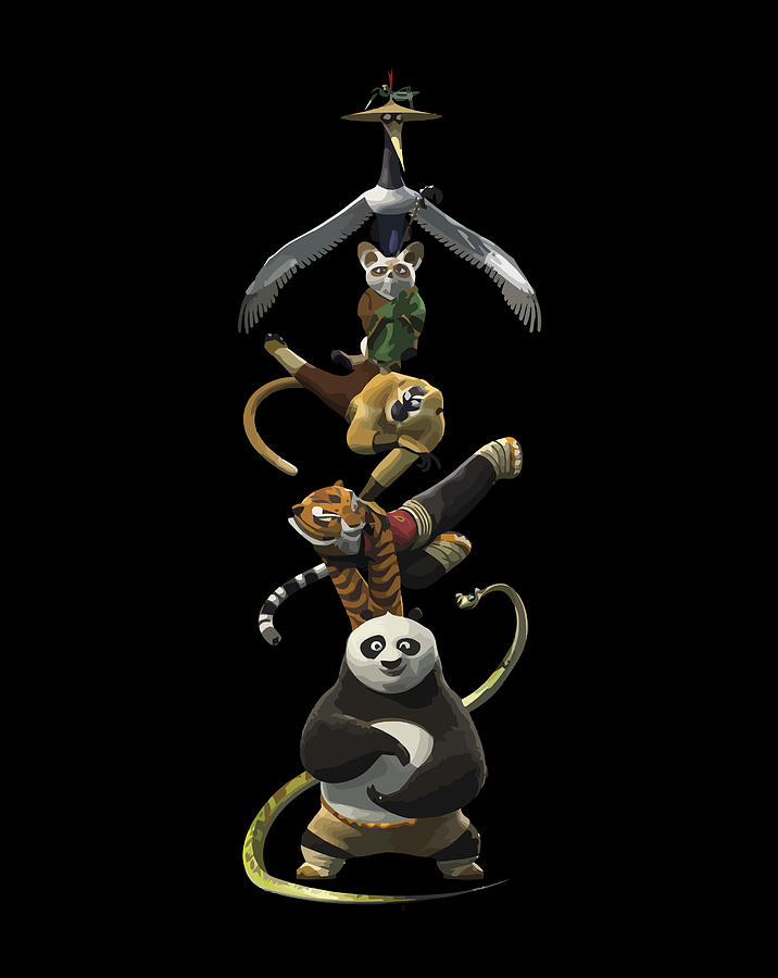 Kung Fu Panda Po And The Furious Five Stack Portrait Digital Art by ...