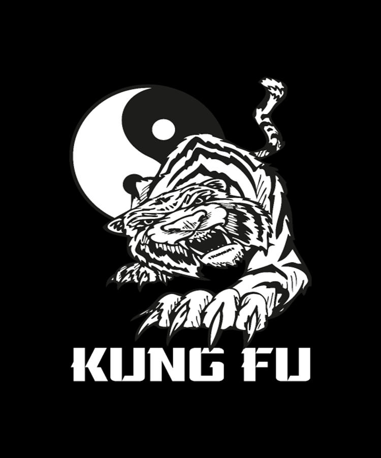 Black And White Digital Art - Kung Fu Yin Yang Tiger Wing Chun Baguazhang Wushu by Tinh Tran Le Thanh