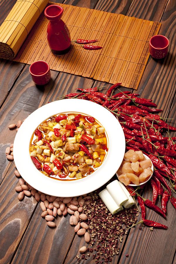 Kung Pao Chicken and its ingredients Photograph by BJI/Blue Jean Images