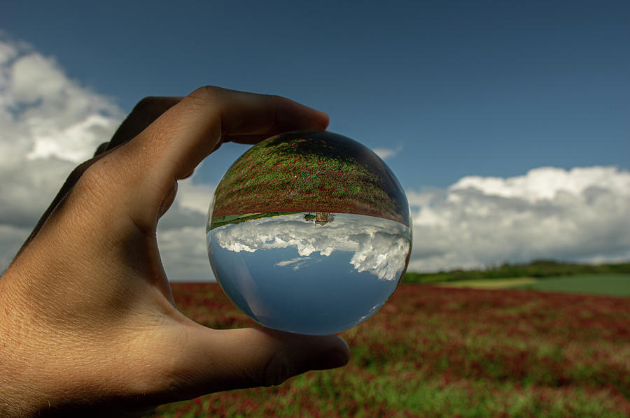 Kunkovice Windmill And Crimson Clover Field Through A Crystal Ball ...