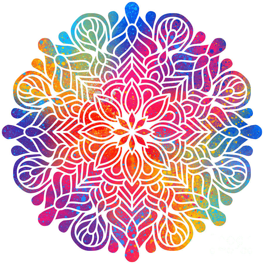 Kurama - Colorful Vibrant Rainbow Mandala Pattern Digital Art by Sambel Pedes