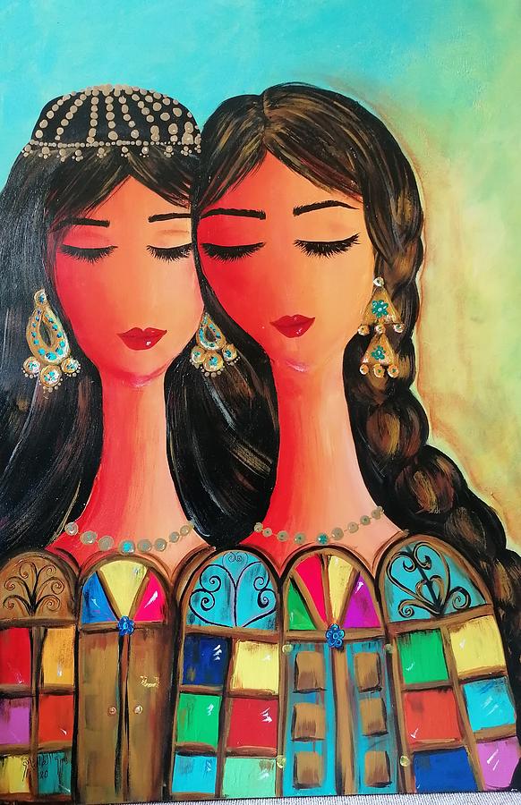 Kurdish and Arabic Girls Painting by Yusra Talaat - Pixels