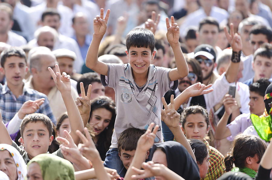 Kurdish teenager boy making peace sign Photograph by Funky-data