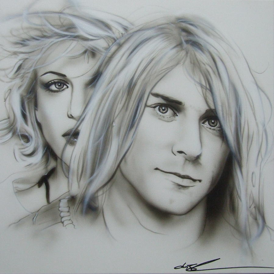 Kurt Cobain Painting - Kurt and Courtney by Christian Chapman Art