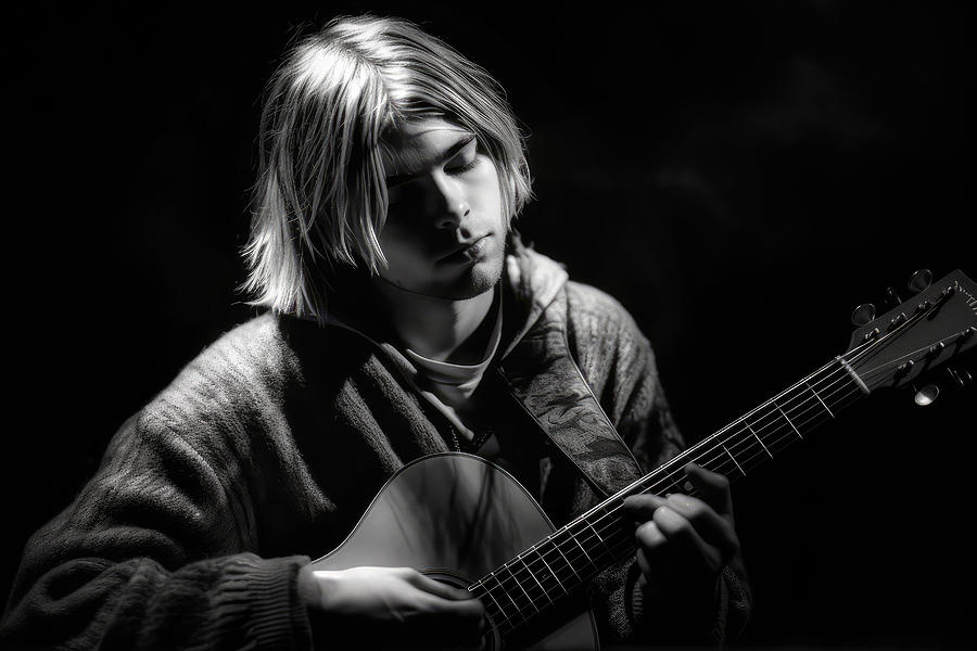 Kurt Cobain Acoustic Digital Art by Wes and Dotty Weber