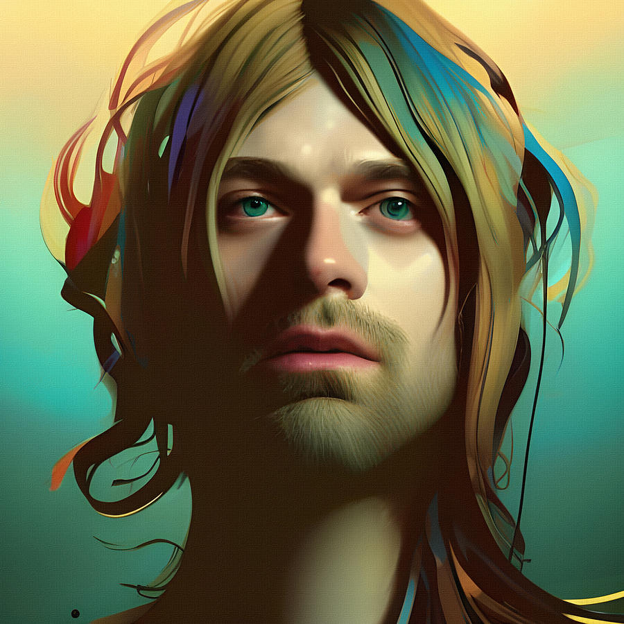 Kurt Cobain American Musician Digital Art by Mal Bray