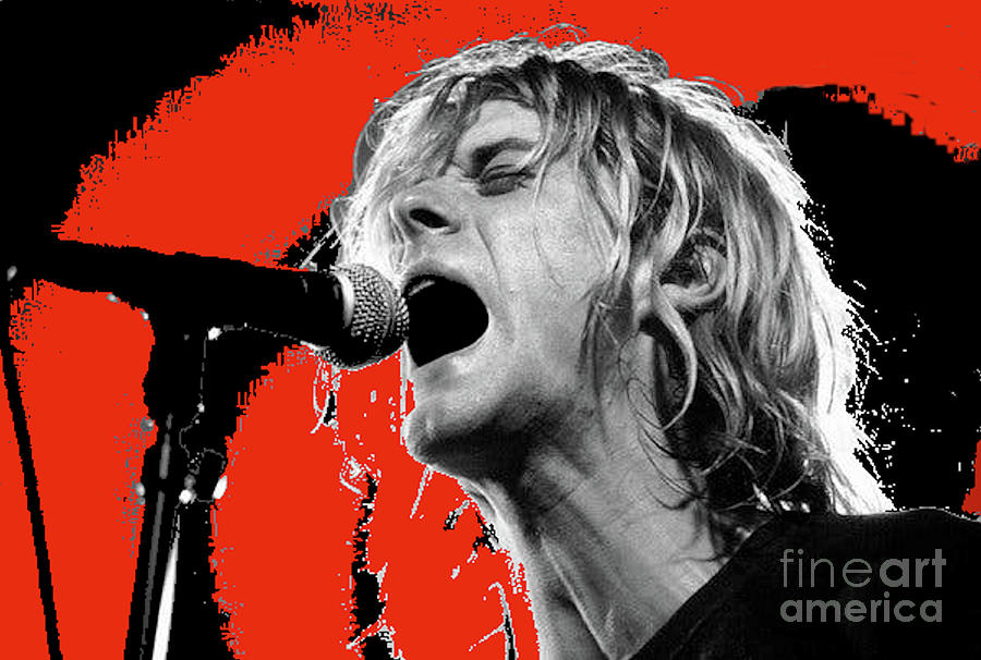 Kurt Cobain Legendary Performance Red And Black Digital Art By 9043